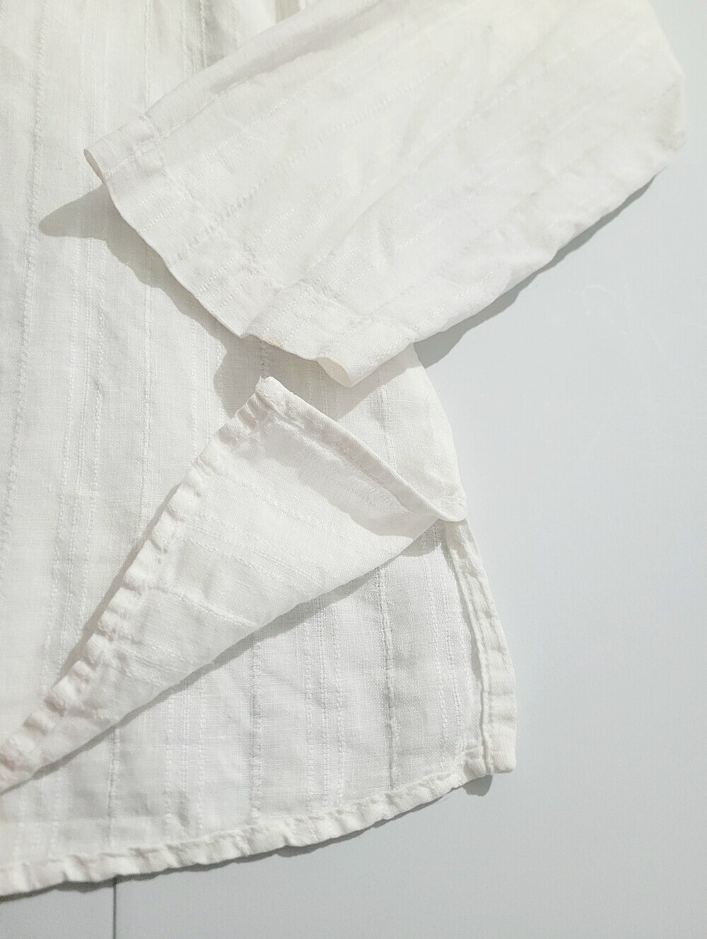 L.L.Bean Women's 100% Linen Popover Tunic White Long Sleeve Size Large Classic - Picture 7 of 10
